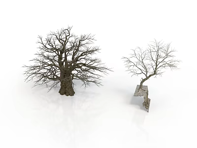 Realistic style dead tree dead tree leafless tree trunk texture branches bare roots white background trees natural elements tree realistic 3d model