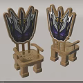 Two Wooden Kids' Chairs With Robot Head Design And Colorful Accents