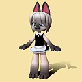Cute Gray Cat Ears Game and Movie Character in Black White Outfit