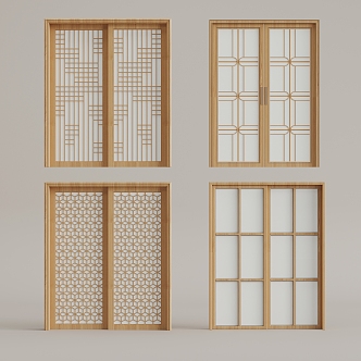 New Chinese-style sliding door casement window 3d model