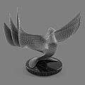 Silver Bird Shaped Decorative Ornament Set with Black Marble Base for Home Decoration