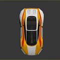Futuristic Concept Car With Streamlined Yellow White Body And Transparent Roof Design