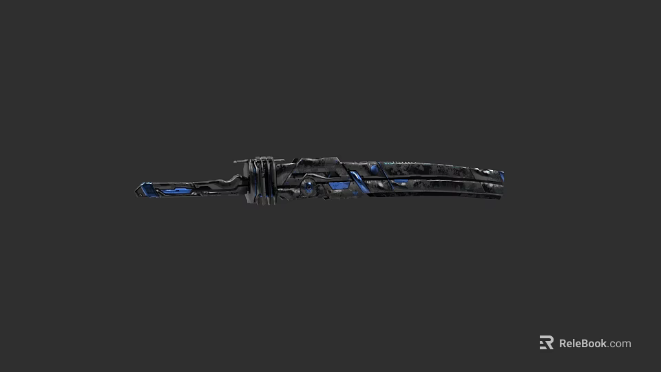 Futuristic Sci Fi Weapon With Blue Light Effects And Metallic Structure 3d model 