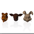 Cute Cartoon Animal Head Figurines Featuring Bear Deer And Rabbit Designs