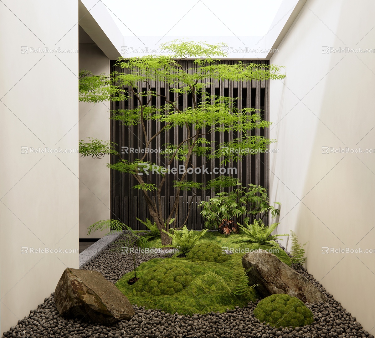 Indoor landscape landscaping courtyard sketch plant pile maple plant landscape landscaping 3d model