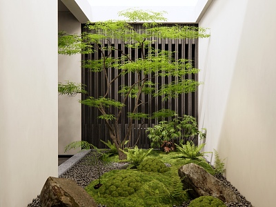 Indoor landscape landscaping courtyard sketch plant pile maple plant landscape landscaping 3d model