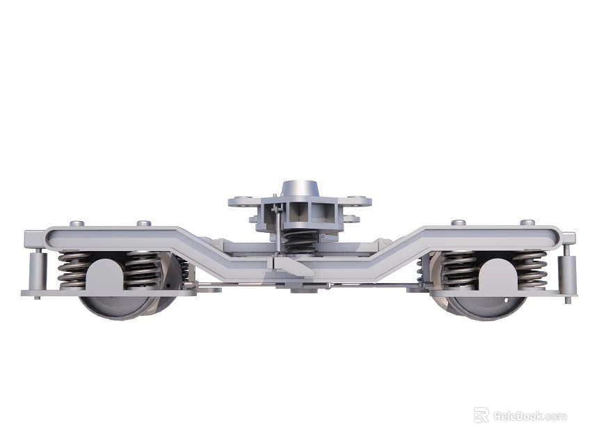Railway Bogie Metal Structure With Springs And Wheels For Train Components 3d model