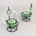 Modern Leisure Chair With Green Seat Black Metal Frame White Ring And Spring Base Design