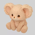 Cute Fluffy Peach Plush Mouse Doll With Big Ears And Round Eyes