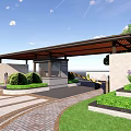 Modern Gate Community Gate Booth 3d model
