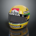 Yellow Racing Helmet Design With Honda Marlboro Nacional Logos And Reflective Surface