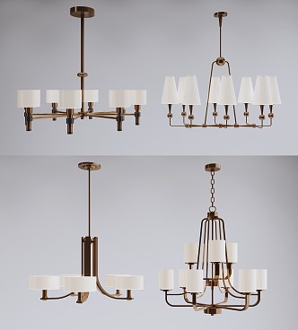 Light Luxury Chandelier Combination 3d model