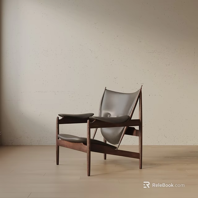 Modern Leather Accent Chair With Wooden Frame And Comfortable Ergonomic Design 3d model 
