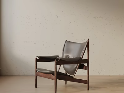 Modern Leather Accent Chair With Wooden Frame And Comfortable Ergonomic Design 3d model