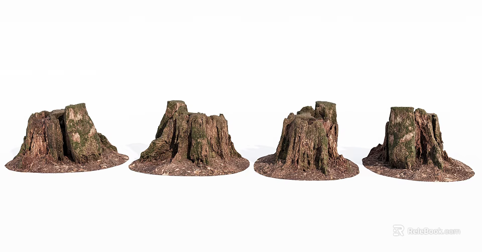 Stone Wood Tree Stumps with Natural Texture and Artistic Design for Home Garden Decoration 3d model 