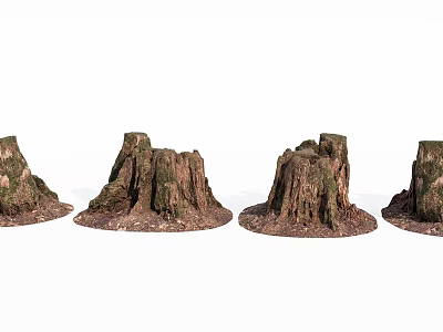 Stone Wood Tree Stumps with Natural Texture and Artistic Design for Home Garden Decoration 3d model