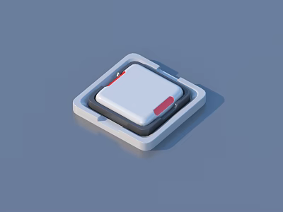 Square White Daily Use Organizer With Gray Border And Red Accents 3d model