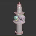 Detailed Yellow Fire Hydrant with Top Cap Base Chains and Valve Outlets