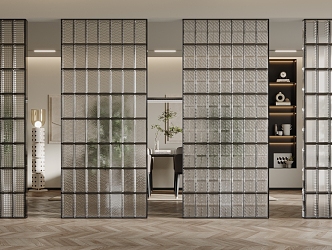 Modern glass partition glass brick 3d model