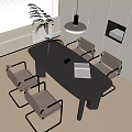Modern Dining Table Set With Oval Gray Table Brown Upholstered Chairs Vase Lemon And Magazine