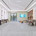 Modern Medical Clinic Reception Area With Waiting Seats Children Play Zone And Doctor