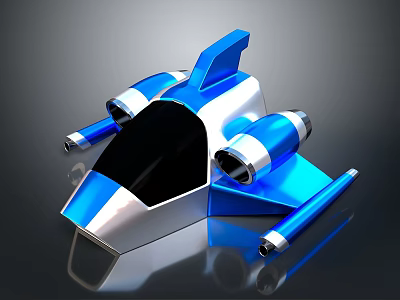 Blue And Silver Streamlined Spacecraft With Dual Engines For Space Exploration 3d model
