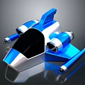 Blue And Silver Streamlined Spacecraft With Dual Engines For Space Exploration