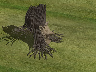 Unique Outdoor Sculptural Head With Long Braided Hair On Green Grass 3d model