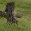 Unique Outdoor Sculptural Head With Long Braided Hair On Green Grass