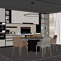 Modern dining table and chair combination 3d model