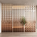 Modern partition gradient glass brick partition combination 3d model