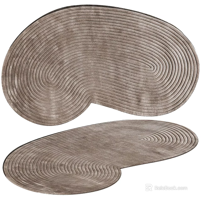 Unique Shaped Light Brown Area Rugs With Textured Designs 3d model