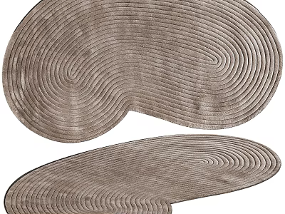 Unique Shaped Light Brown Area Rugs With Textured Designs 3d model