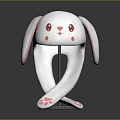 Cute White Rabbit Shaped Daily Life Product With Long Ears Pink Eyes And Paw Patterns
