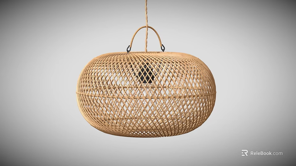 Rattan Pendant Light Hand Woven Round Shape Natural Design for Modern Interior Decor 3d model 