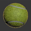 Green Grass Textured Tennis Ball With White Stitching And Shiny Reflective Surface