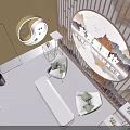 Eastern New National Makeup Perfume Cosmetics Exhibition Booth With Golden Arch And Circular Paintings