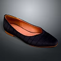 Stylish Black Satin Flat Shoes With Square Toe And Orange Lining Brown Sole