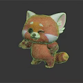 Cute Cartoon Red Panda Character With White Ears Orange Cheeks Colorful Tail Standing Plush Toy