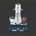White and Blue Utility Vehicle Excavator Design With Tracks Cab and Red Seat