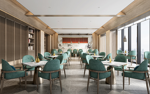 New Chinese Restaurant Hotel Restaurant 3d model