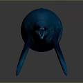 Blue Ichthyosaur With Long Snout And Fin Like Limbs 3D Model On Dark Surface