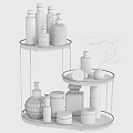 Elegant Medical Devices Storage Rack With Marble Shelves And Glass Containers