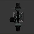 Dual Headed Traffic Light On Metal Pole With Green Light Illuminated Against Dark Background