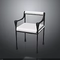 Modern Furniture Chair With White Cushion Backrest And Black Armrests Legs
