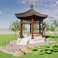 Chinese style pavilion landscape courtyard pavilion classical pavilion hexagonal pavilion 3d model