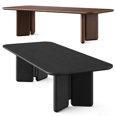 Modern Minimalist Coffee Table With Black Tabletop And Sturdy Dark Legs 3d model
