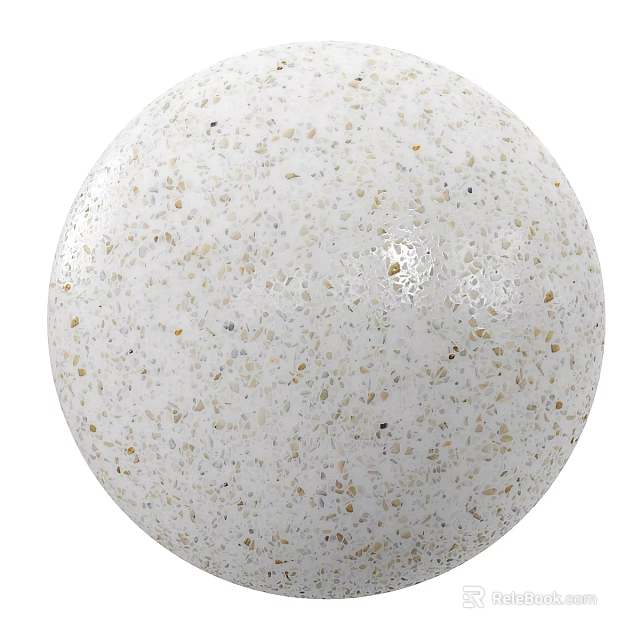 White Terrazzo Sphere Component With Colorful Chips And Smooth Surface Design 3d model