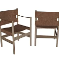Modern Wooden Dining Chairs With Armrests And Solid Wood Frame Design 3d model