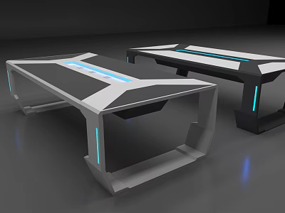 Modern Conference Tables With LED Strip Lights And Black White Sleek Design 3d model